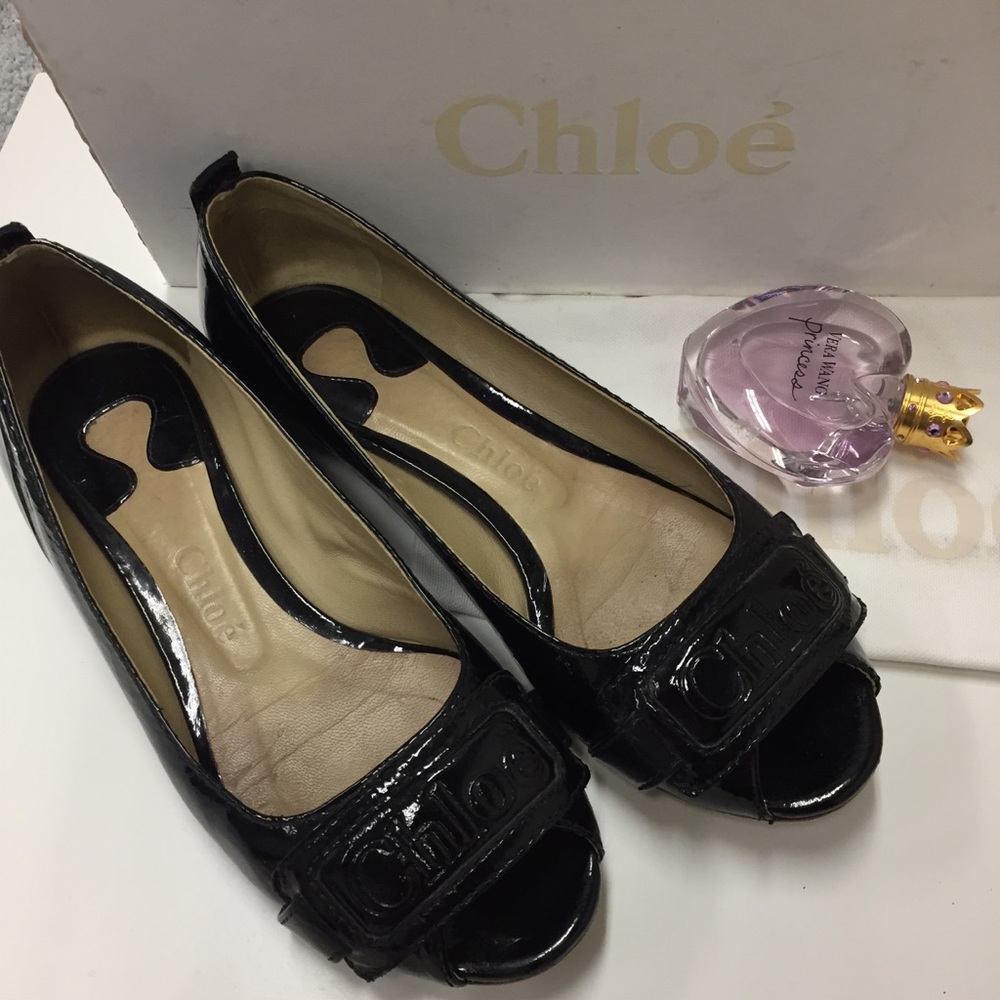 Chloé Black patten leather, Peep Toe ballet flats - Picture 5 of 8